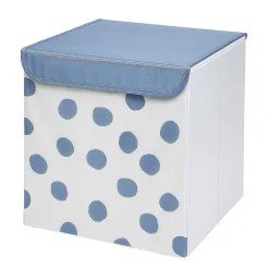 Panière de rangement enfant blanc pois bleus