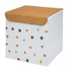 Panière de rangement enfant blanc pois multicolore