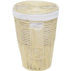 Panière de rangement Gina imitation rotin plastique beige Ø40xH55cm