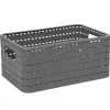 Panière de rangement grise effet tressé 6 L