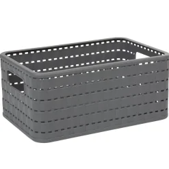 Panière de rangement grise effet tressé 6 L