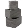 Panière de rangement grise effet tressé x3