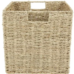 Panière de rangement métal jonc naturel