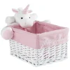 Panière de rangement rectangle enfant licorne blanc rose 28 cm