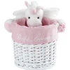 Panière de rangement ronde enfant licorne blanc rose 18 cm