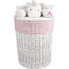 Panière de rangement ronde enfant licorne blanc rose 37 cm