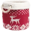 Panière de rangement style chaussette de Noël rouge et blanc Ø25xH25cm