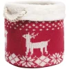 Panière de rangement style chaussette de Noël rouge et blanc Ø30xH30cm