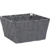 Panière de rangement tressée grise foncé taille L