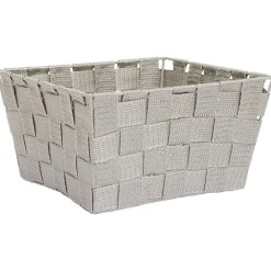 Panière de rangement tressée gris clair Taille L - 21,5x12xH21,5cm