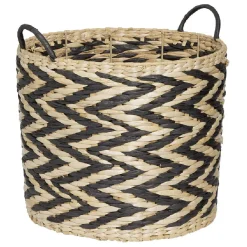 Panière design chevrons noir naturel Ø35xH30 cm - ZEBRA