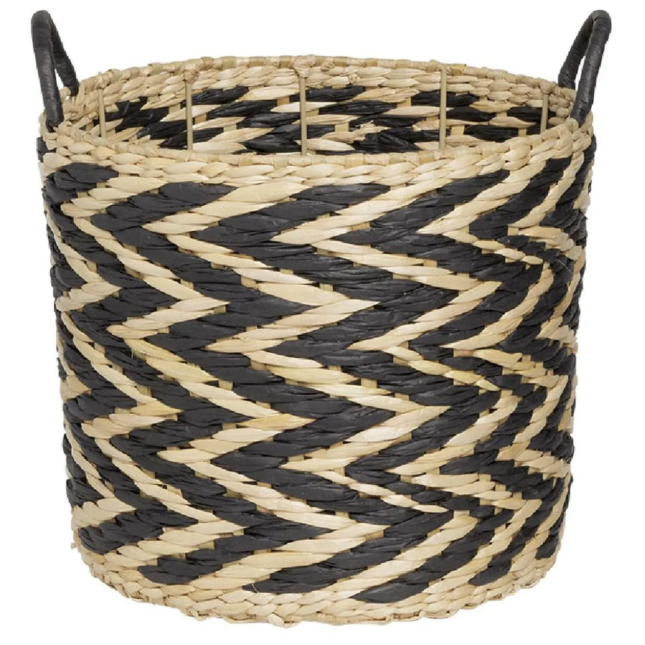 Panière design chevrons noir naturel Ø30xH26 cm - ZEBRA