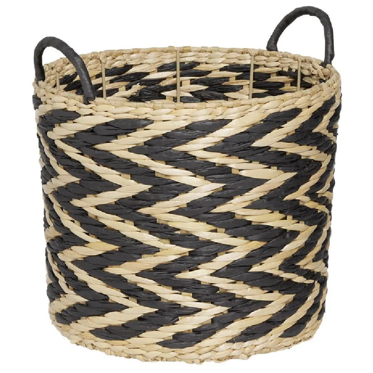 Panière design chevrons noir naturel Ø30xH26 cm - ZEBRA
