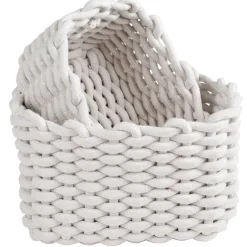 Panière en coton effet tricot H16 cm