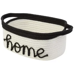 Panière en coton inscription home blanc et noir