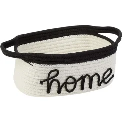 Panière en coton inscription home blanc et noir