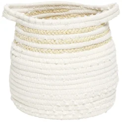 Panière en jute et coton blanc 24 x 18 x H.22 cm