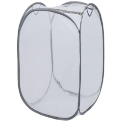 Panière 2-en-1 pliable 72L acier et polyester gris 38x38xH64cm