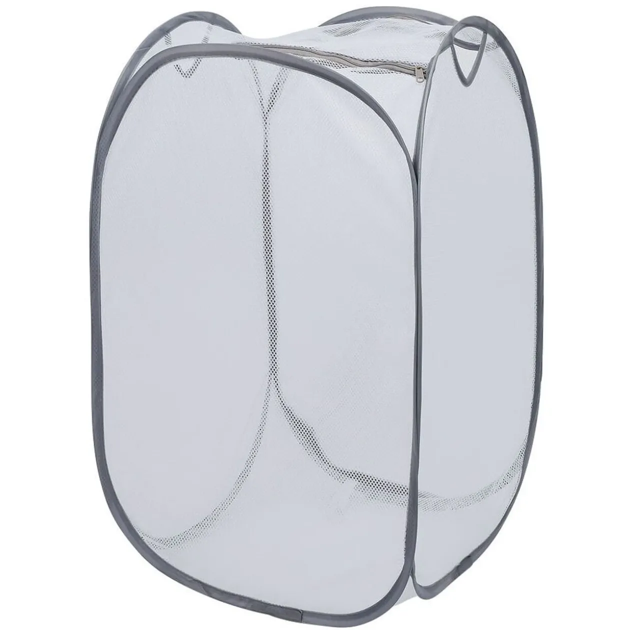 Panière 2-en-1 pliable 72L acier et polyester gris 38x38xH64cm