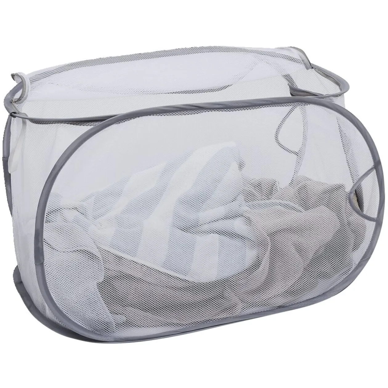 Panière 2-en-1 pliable 72L acier et polyester gris 38x38xH64cm