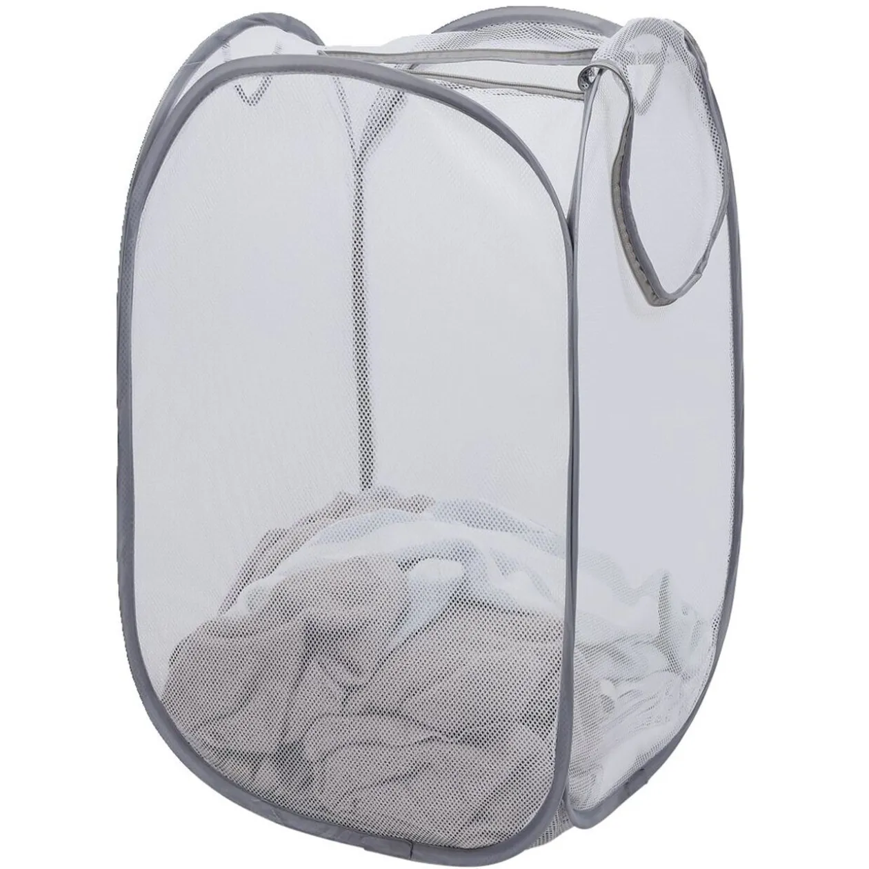Panière 2-en-1 pliable 72L acier et polyester gris 38x38xH64cm