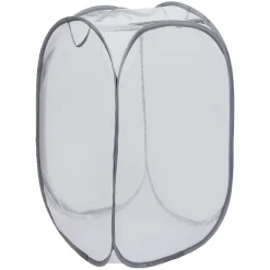 Panière 2-en-1 pliable 72L acier et polyester gris 38x38xH64cm