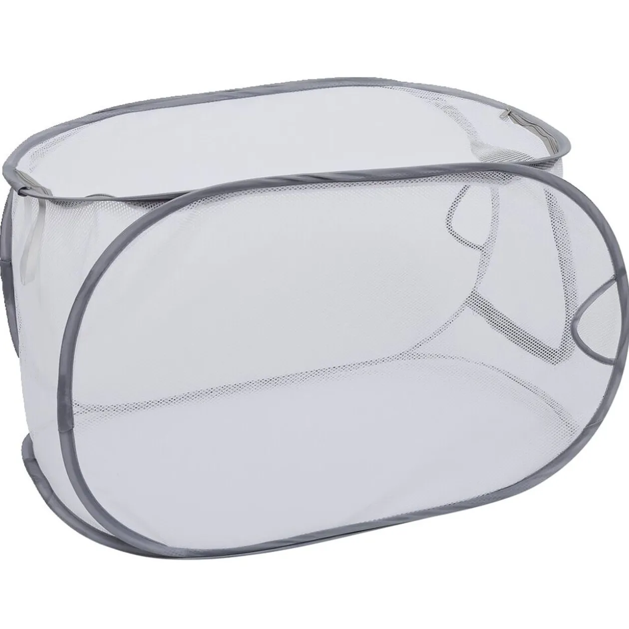 Panière 2-en-1 pliable 72L acier et polyester gris 38x38xH64cm