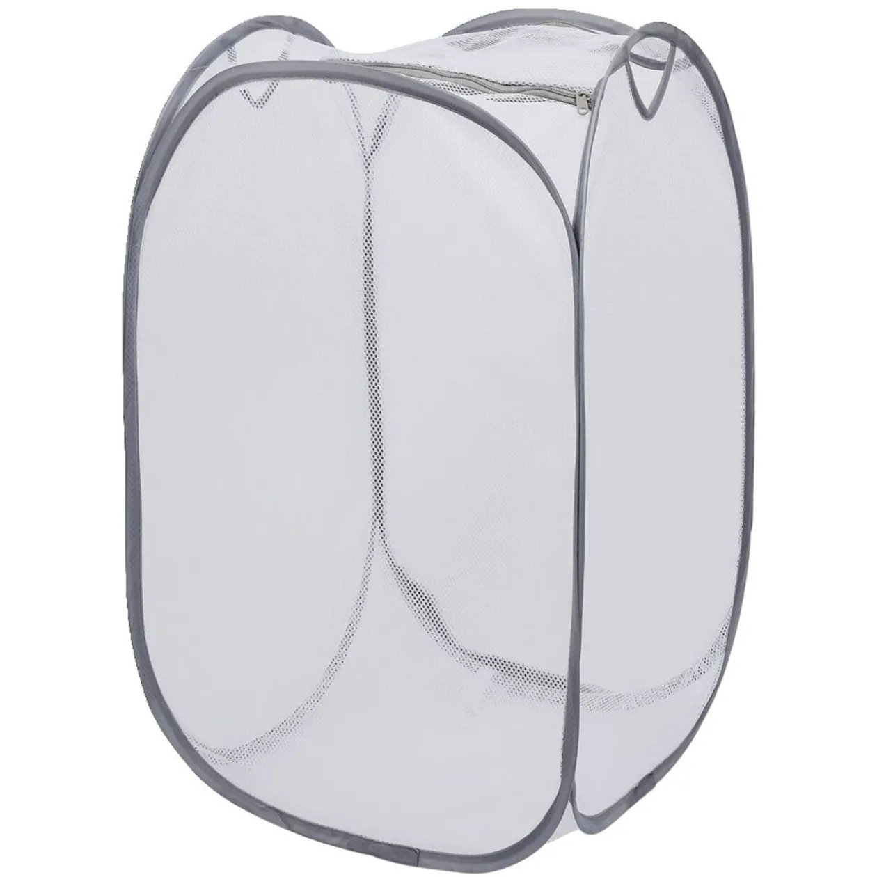 Panière 2-en-1 pliable 72L acier et polyester gris 38x38xH64cm