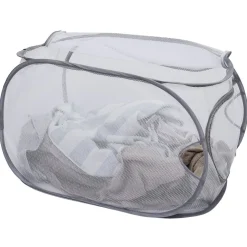 Panière 2-en-1 pliable 72L acier et polyester gris 38x38xH64cm