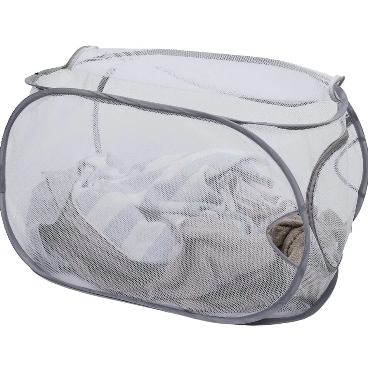 Panière 2-en-1 pliable 72L acier et polyester gris 38x38xH64cm