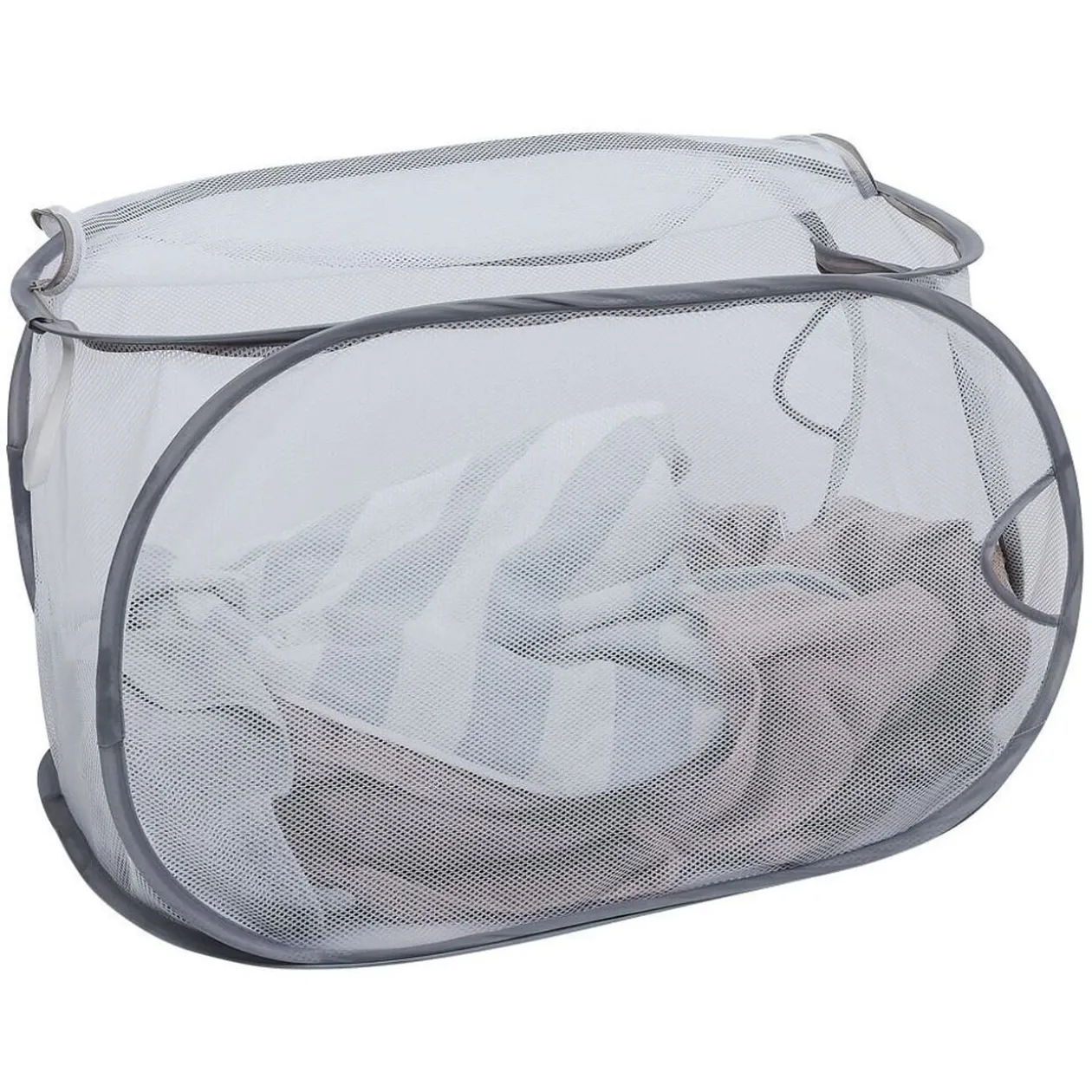 Panière 2-en-1 pliable 72L acier et polyester gris 38x38xH64cm