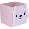 Panière enfant Box Cube gaze de coton lapin rose ou blanc 31x29x31cm