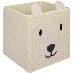 Panière enfant Box Cube laine bouclée ours blanc ou brun 31x29x31cm