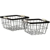 Panière grillagée en métal noir x2