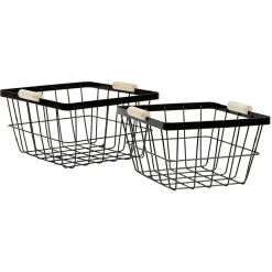 Panière grillagée en métal noir x2