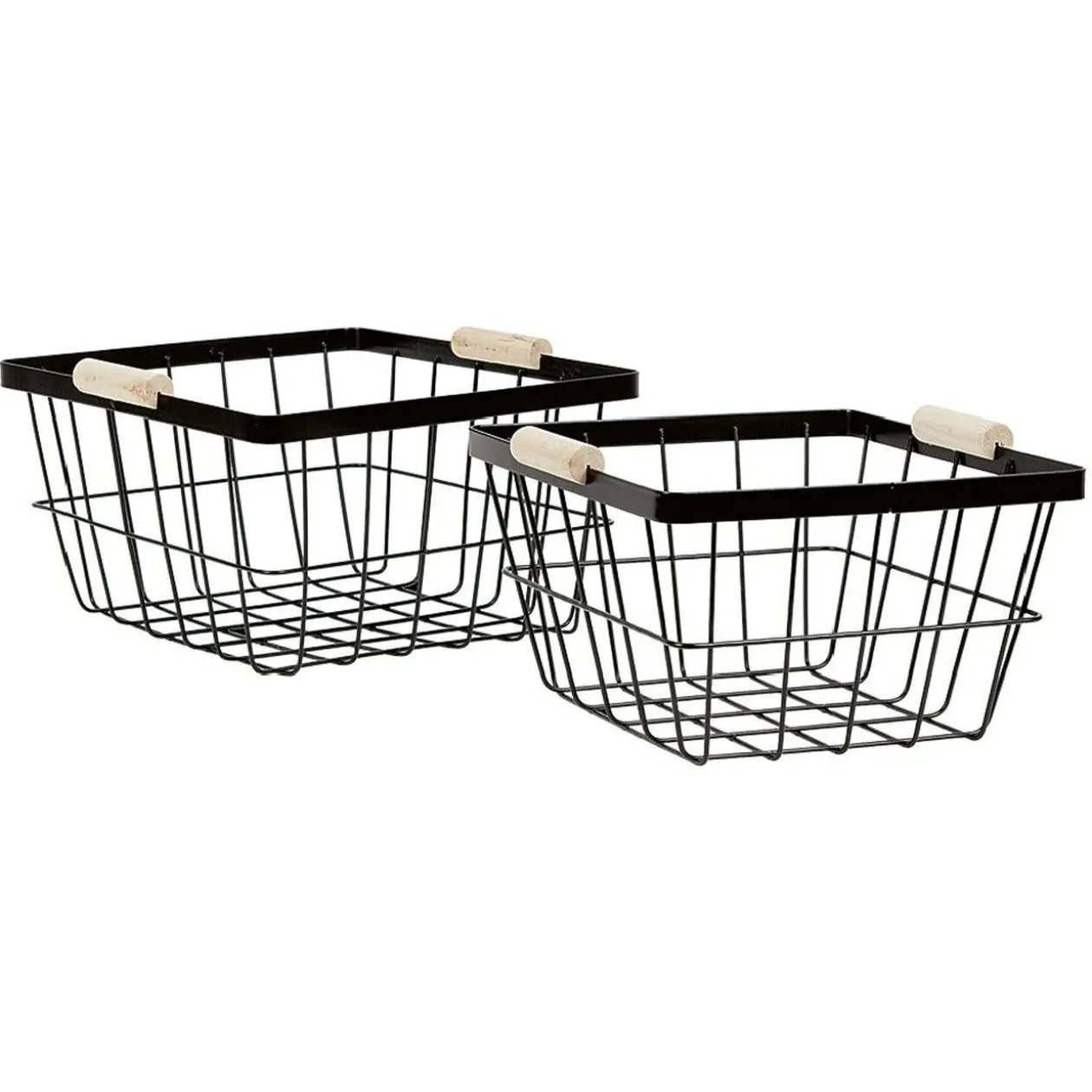 Panière grillagée en métal noir x2