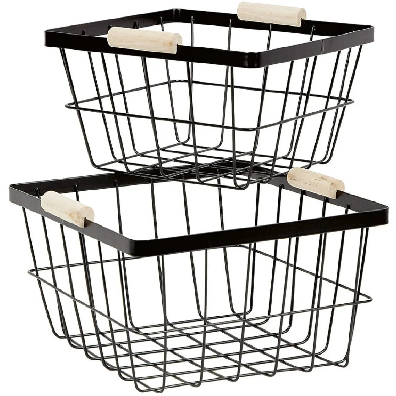 Panière grillagée en métal noir x2