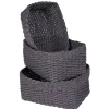 Panière grise en polyester effet tressé x3