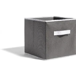 Panière grise et blanche pour meuble cube