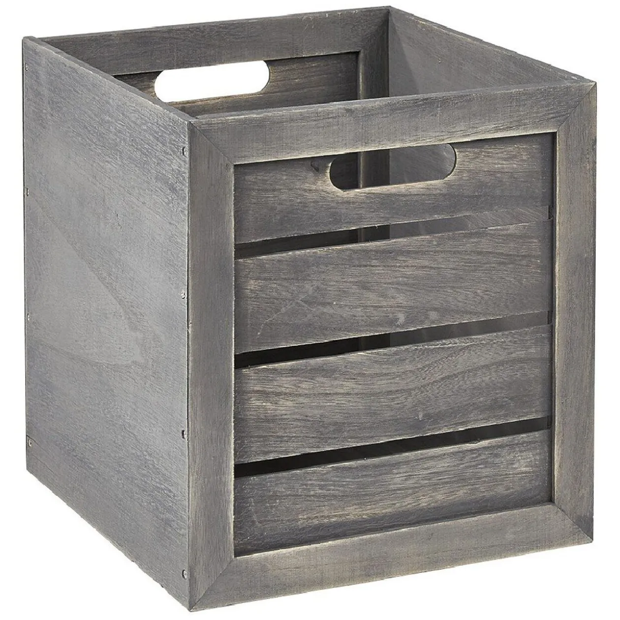 Panière grise rectangulaire en bois cérusé Box Cube