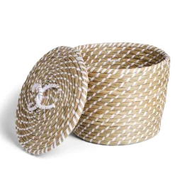 Panière jacinthe avec couvercle modèle moyen Ø26xH21cm