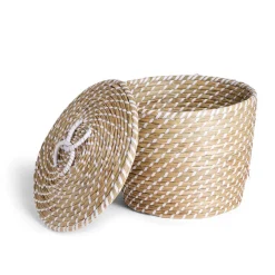 Panière jacinthe avec couvercle grand modèle Ø33xH26cm