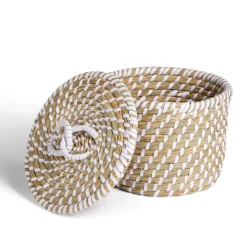 Panière jacinthe avec couvercle petit modèle Ø23xH16cm