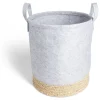 Panière jacinthe d'eau feutrine beige et gris clair Ø30xH35cm