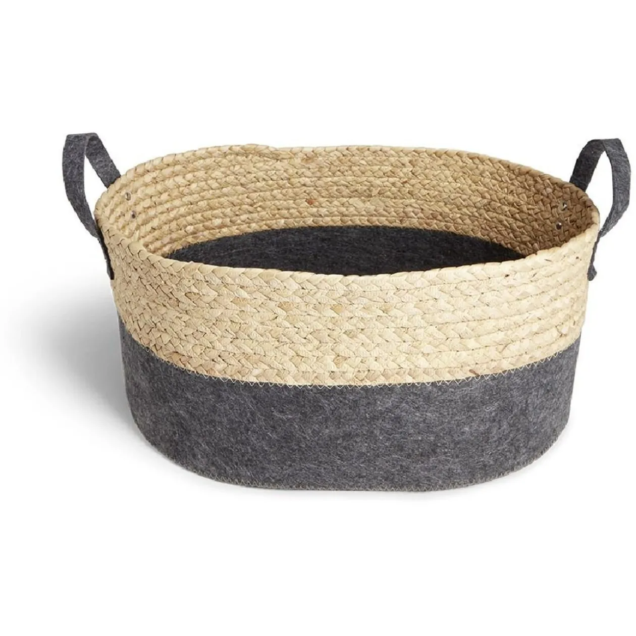 Panière jacinthe d'eau feutrine beige et gris foncé 44x33xH20cm