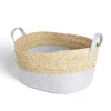 Panière jacinthe d'eau feutrine beige et gris clair 40x30xH18cm