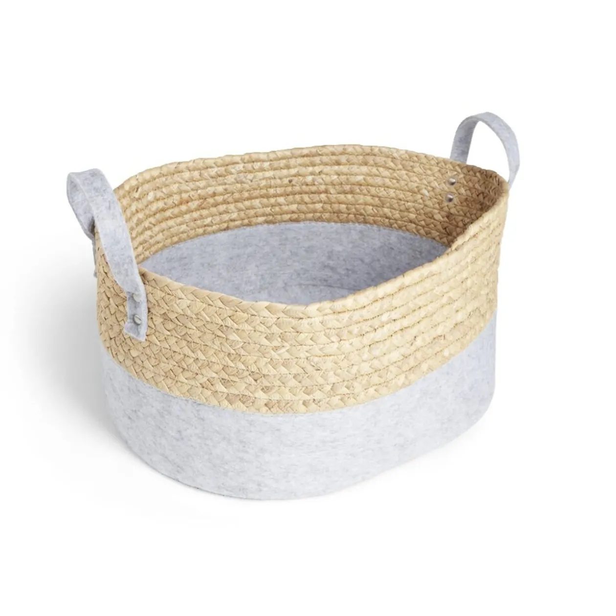 Panière jacinthe d'eau feutrine beige et gris clair 40x30xH18cm