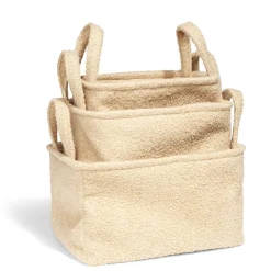 Panière laine bouclée beige 36x26xH20cm