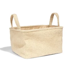 Panière laine bouclée beige 36x26xH20cm
