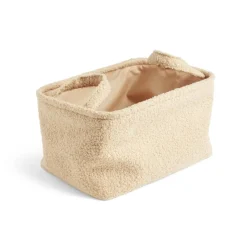 Panière laine bouclée beige 32x22xH18cm